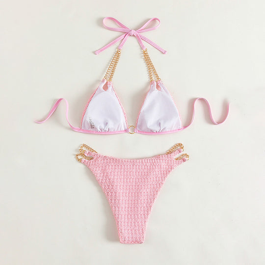 Damen Triangel-Bikini mit edlen Ketten-Details und raffinierten Schnürungen R&B