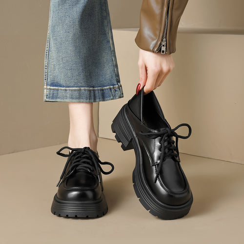 Damen elegante Schnürschuhe mit robustem Plateau R&B