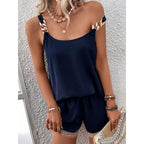 Damen Chic Spaghetti-Top mit modischen Gold-Details R&B