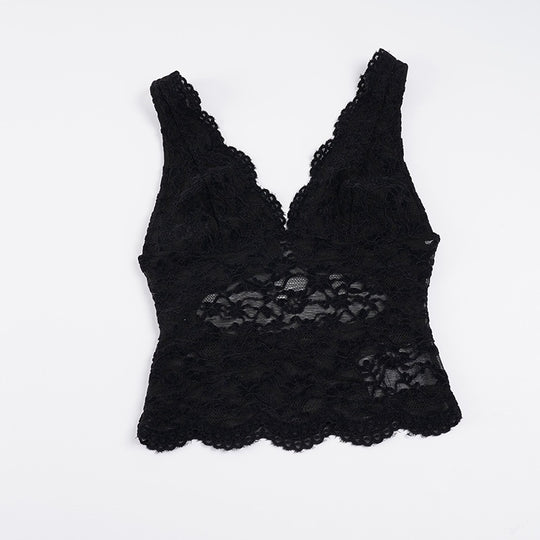 Damen Spitzen-Camisole mit tiefem V-Ausschnitt und eleganter Spitze R&B