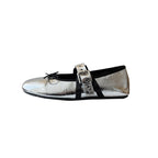 Damen Ballerinas mit dekorativem Riemchen und schimmerndem Metallic-Look R&B