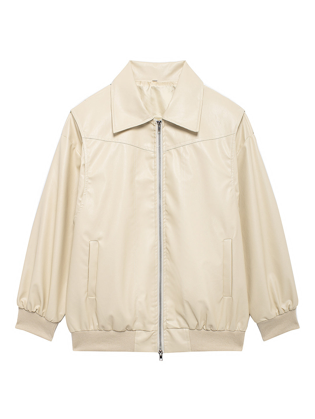 Damen Kunstlederjacke mit lässigem Schnitt und elastischem Saum R&B