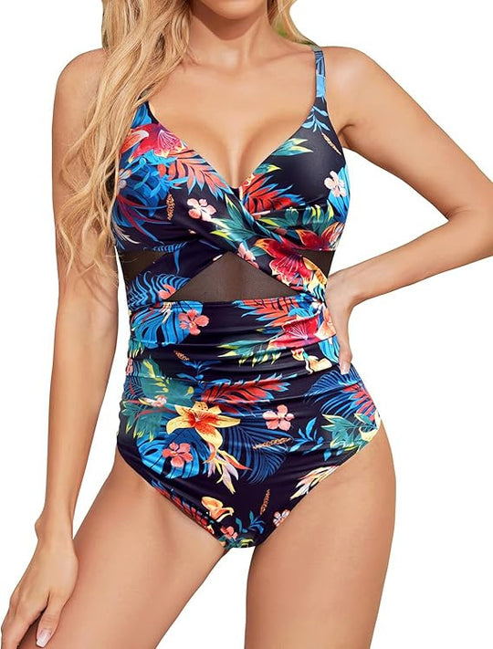 Damen Hochwertiger Einteiler Badeanzug mit trendigen Cut-Out-Details R&B