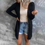 Damen Lange Strickjacke mit Knopfleiste und lässigem Schnitt R&B