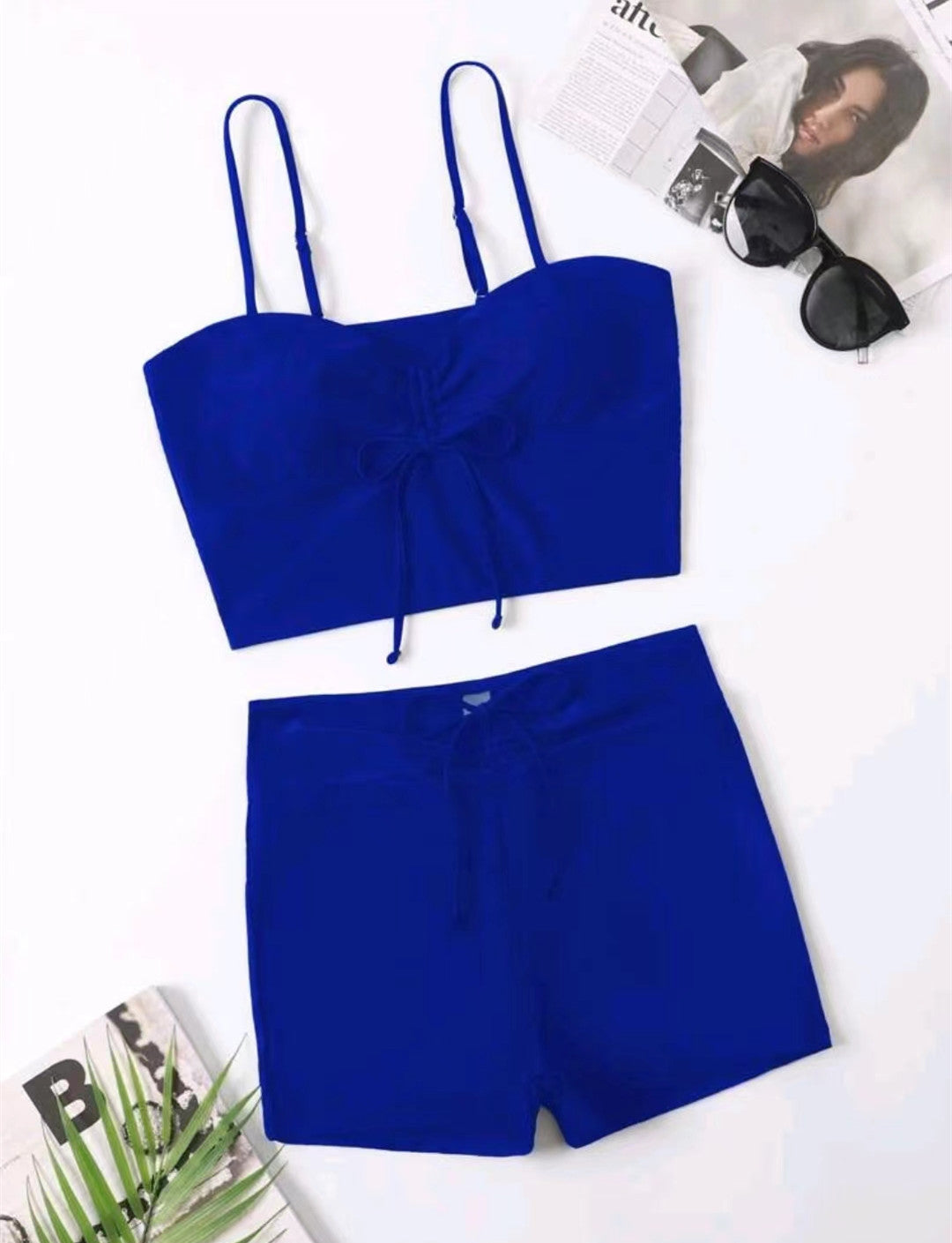 Damen Sportliches Bikini-Set mit Crop-Top und Shorts R&B