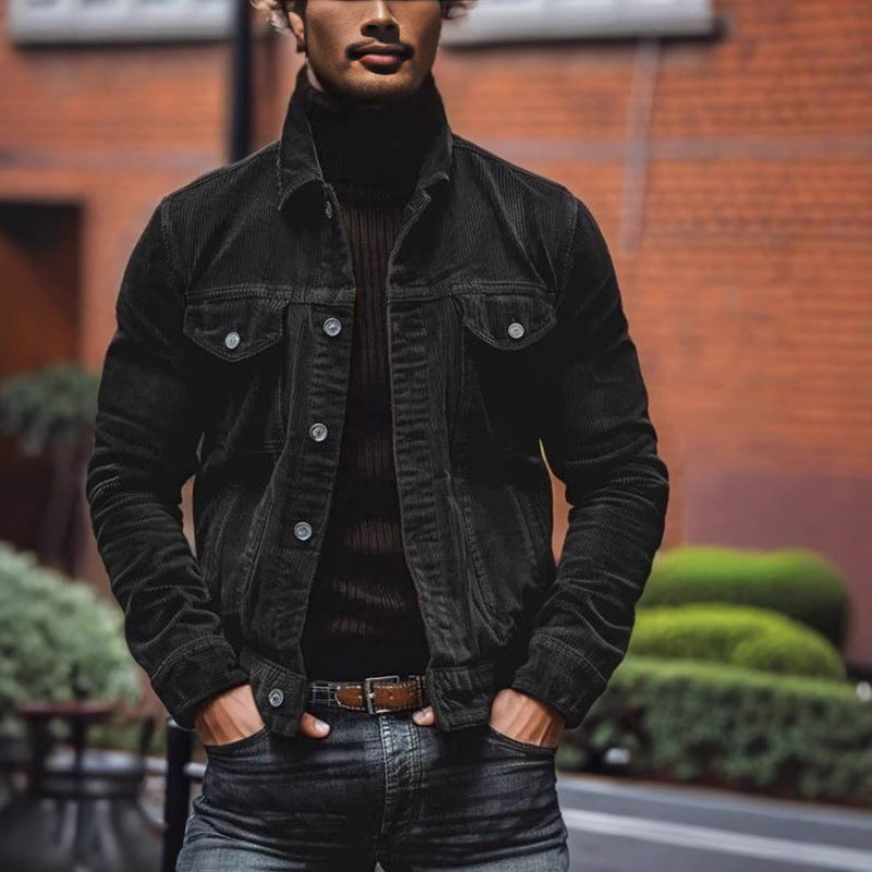 Herren modische Kordjacke mit praktischen Taschen und klassischem Schnitt R&B