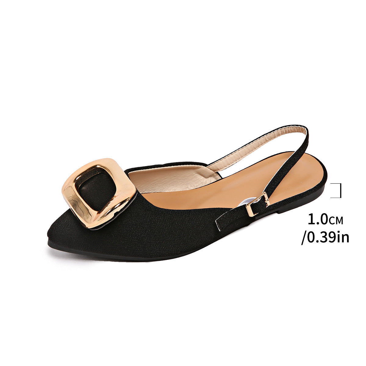 Damen Slingback-Ballerinas mit Herz- und Quadratschnalle R&B