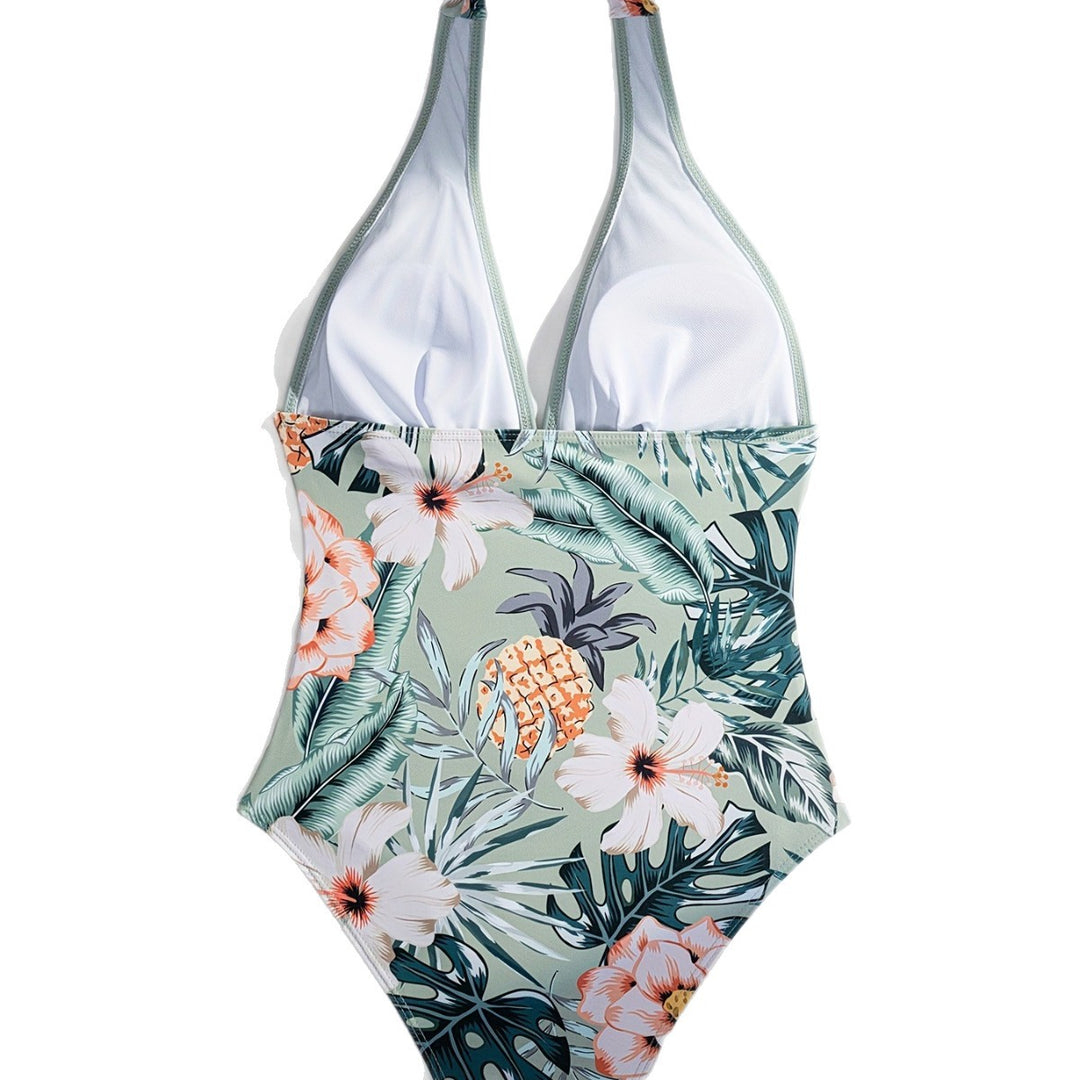 Damen Eleganter Hoch geschnittener Badeanzug mit floralem Design R&B