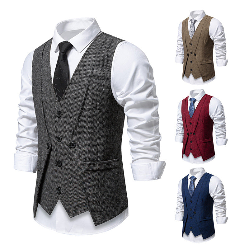 Herren elegante Anzugweste mit strukturiertem Hahnentritt R&B