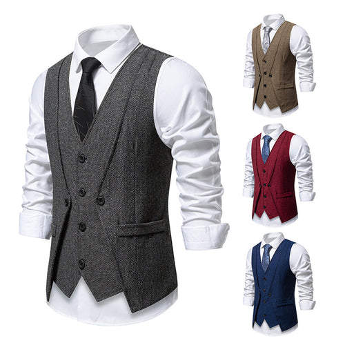 Herren elegante Anzugweste mit strukturiertem Hahnentritt R&B
