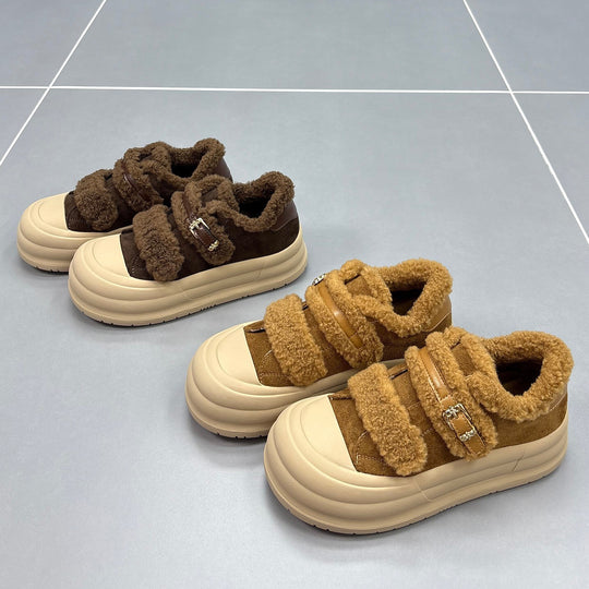 Damen Komfortable Sneaker mit kuscheligem Fleece-Futter und praktischen Klettverschlüssen R&B