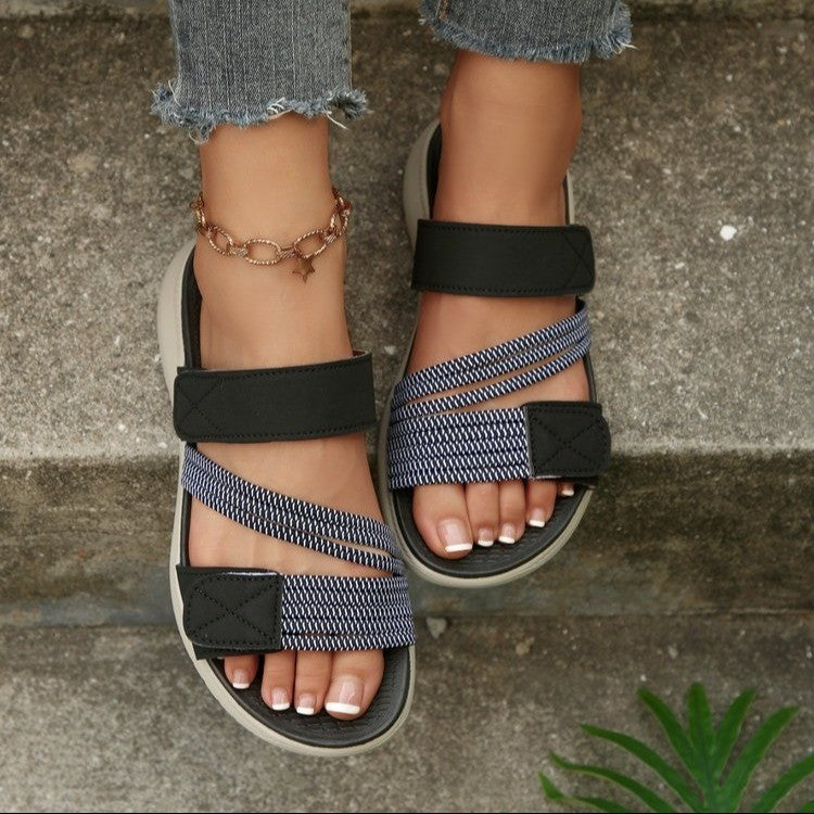 Damen komfortable Riemchensandalen mit elastischem Fußbett R&B