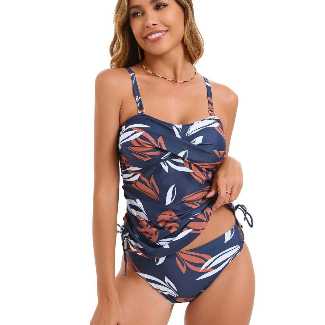 Damen Tankini mit raffinierten Raffungselementen und floralem Design R&B