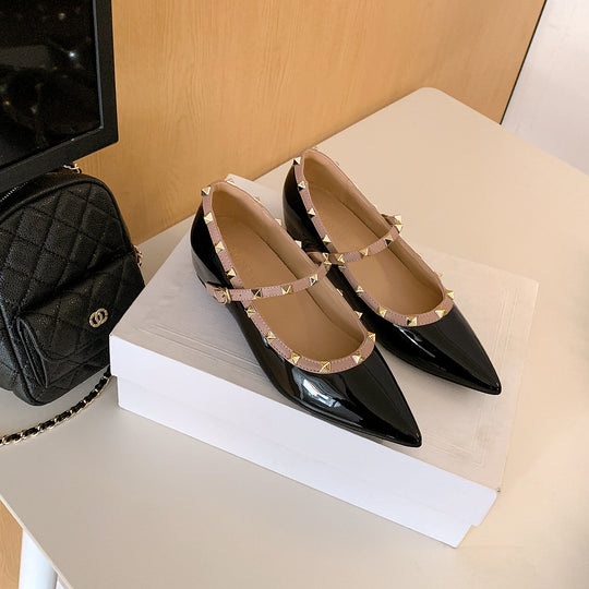 Damen Ballerinas mit verstellbarem Riemchen und luxuriösem Glanz R&B