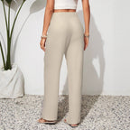 Damen Weite High-Waist Hose mit eleganten Falten R&B
