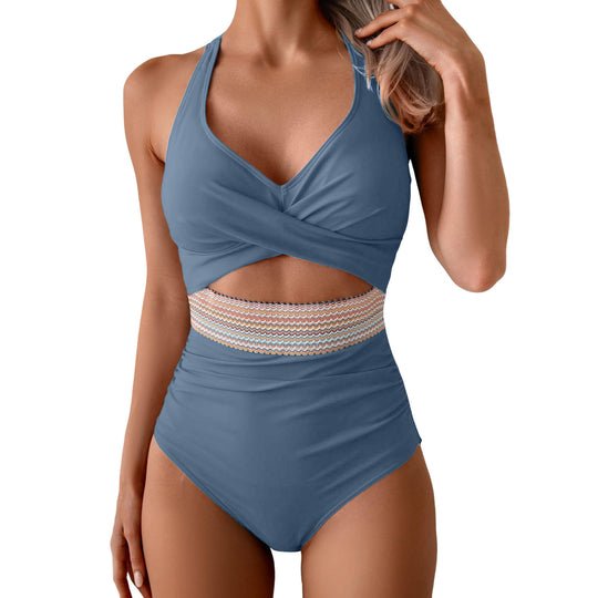 Damen Einteiliges Badeoutfit mit innovativer Wickeloptik R&B