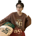 Damen lässiger Oversized Sweatshirt mit Vintage-Druck