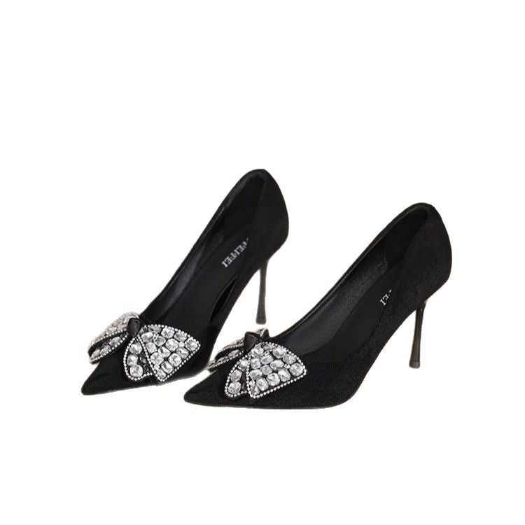 Damen Elegante High Heels mit glitzerndem Schleifen-Detail und spitzem Zehenbereich R&B
