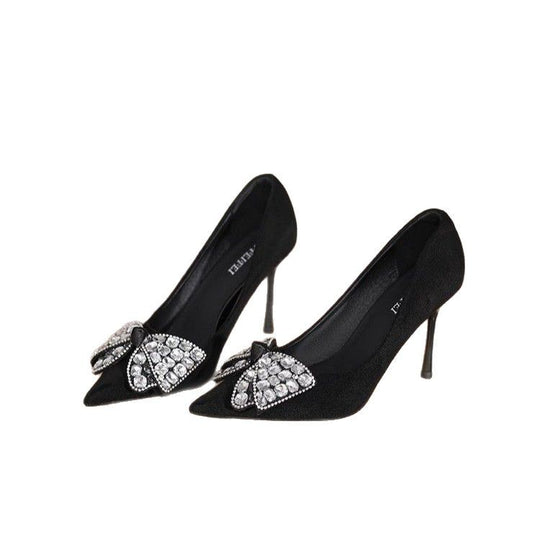 Damen Elegante High Heels mit glitzerndem Schleifen-Detail und spitzem Zehenbereich R&B