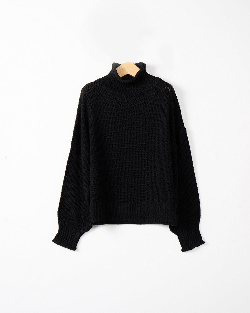 Damen modischer Pullover mit hohem Kragen und strukturierter Textur R&B