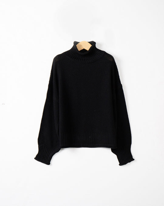Damen modischer Pullover mit hohem Kragen und strukturierter Textur R&B