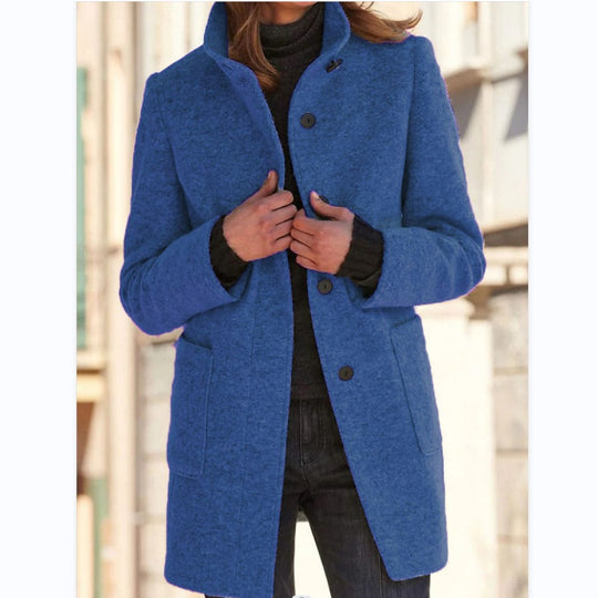 Damen Wollmantel mit eleganter Knopfdetail und praktischen Taschen R&B