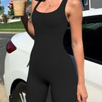Damen Rippstrick Jumpsuit mit breiten Trägern und figurbetonter Passform R&B