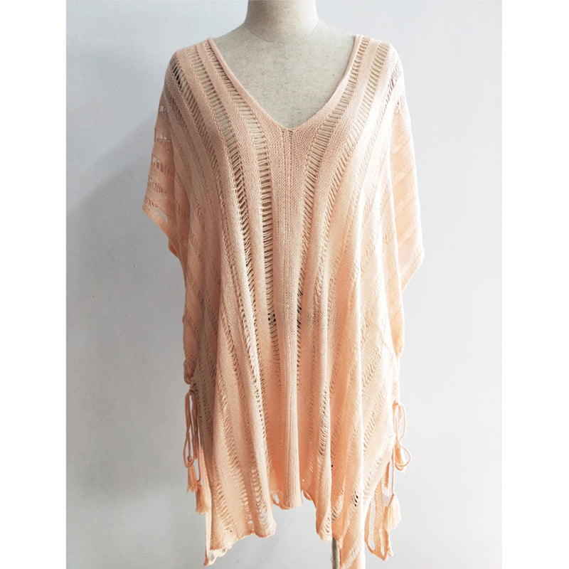 Damen lässige Strickbluse mit seitlichen BindR&Bändern R&B