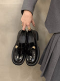 Damen eleganter Lackleder-Mokassin mit trendiger Schnalle R&B