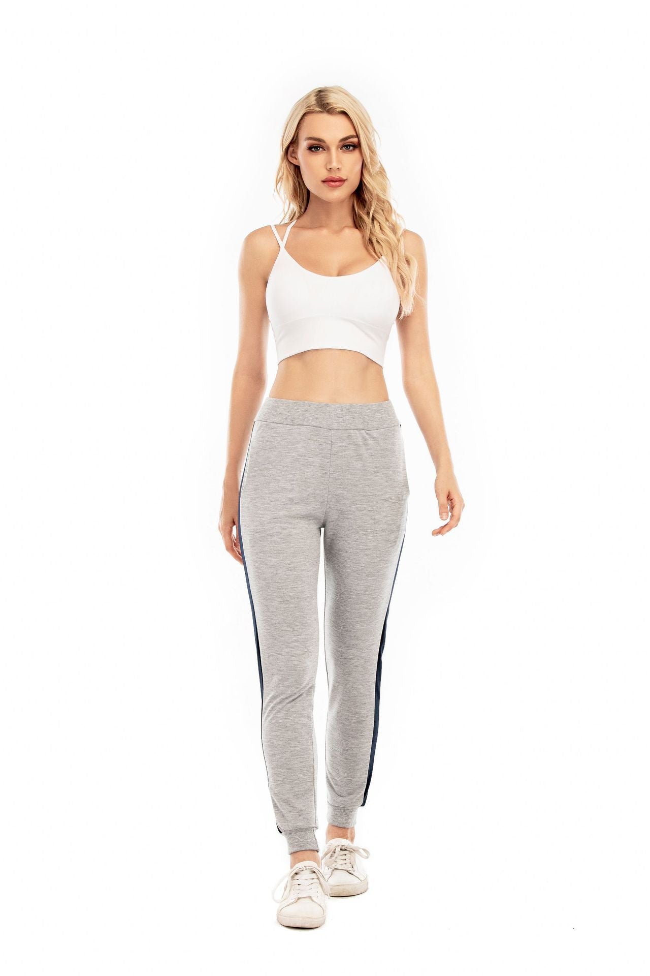 Damen Sportliche Freizeithose mit elastischem Bündchen und seitlichen Kontraststreifen R&B