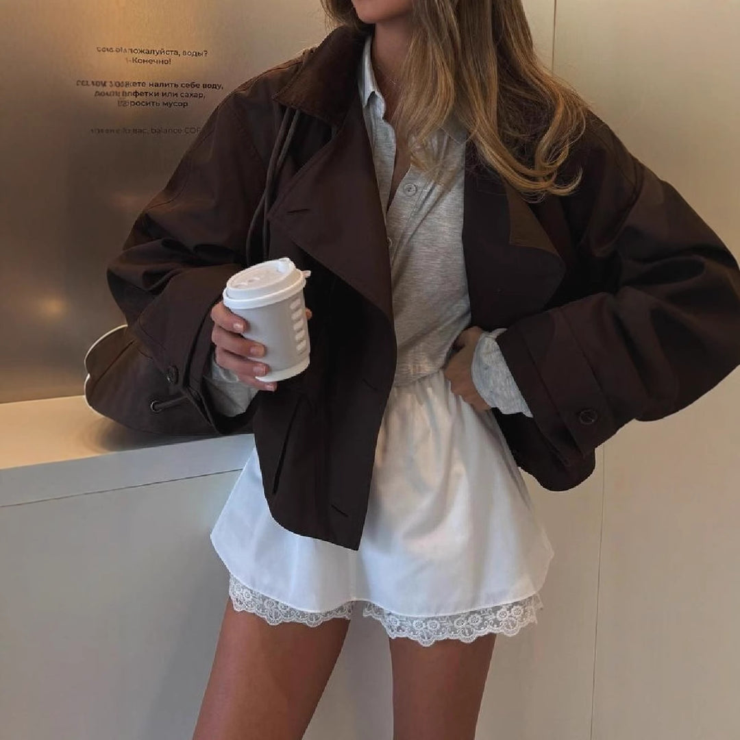 Damen oversized Utility-Jacke mit praktischen Taschen und elegantem Schnitt R&B