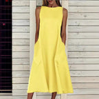 Damen luftiges Maxikleid mit praktischen Seitentaschen