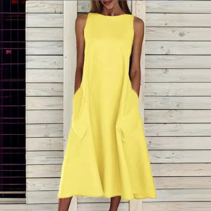 Damen luftiges Maxikleid mit praktischen Seitentaschen