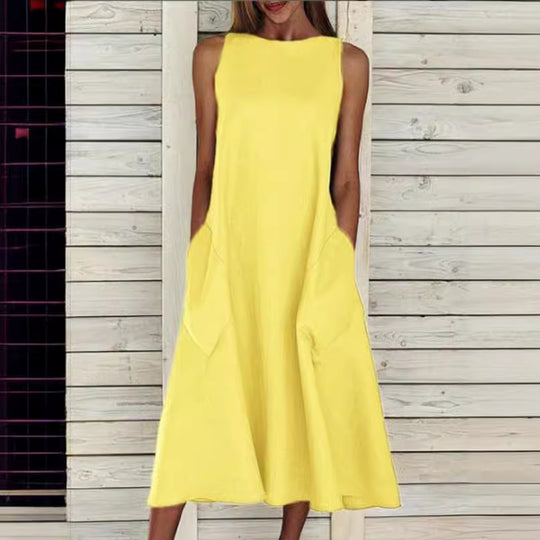 Damen luftiges Maxikleid mit praktischen Seitentaschen R&B