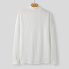 Unisex nan texturierter Waffelstrick-Pullover mit schmalem Stehkragen und Rippbündchen R&B