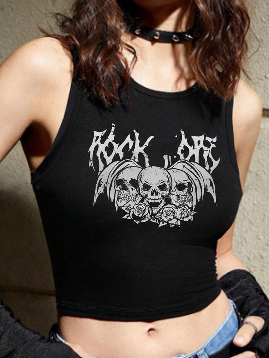 Damen Crop-Top mit auffälligem Schriftzug und körpernahem Schnitt R&B
