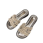 Damen Glamouröse Sandalen mit luxuriösen Perlenapplikationen EB
