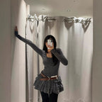 Damen Langarmkleid mit Rüschensaum R&B
