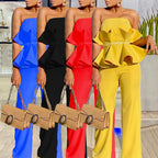 Damen Peplum Jumpsuit mit elegantem Oberteil und weiten Beinen R&B