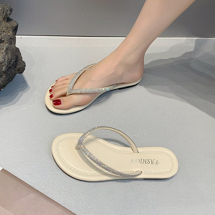Damen elegante Flip-Flops mit Kristallverzierung R&B