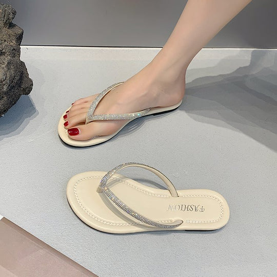 Damen elegante Flip-Flops mit Kristallverzierung R&B