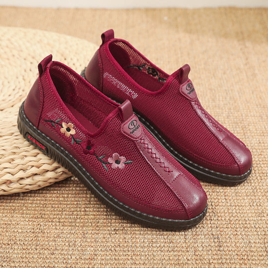 Damen Bequeme Slip-On Schuhe mit atmungsaktiver Netzstruktur und floralem Design R&B