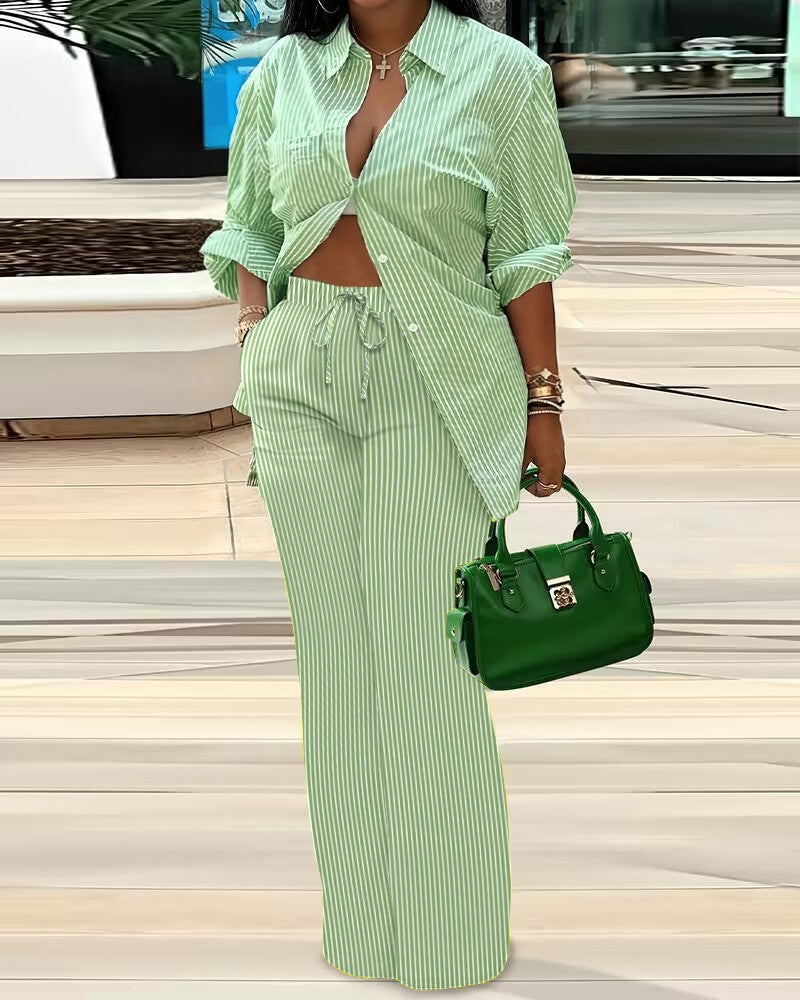 Damen lässiges Oversize-Hemd mit weitem Hosenanzug R&B