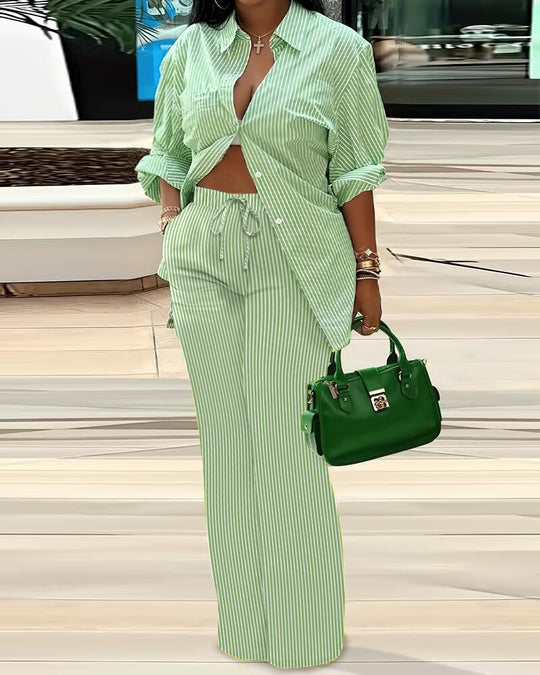 Damen lässiges Oversize-Hemd mit weitem Hosenanzug R&B