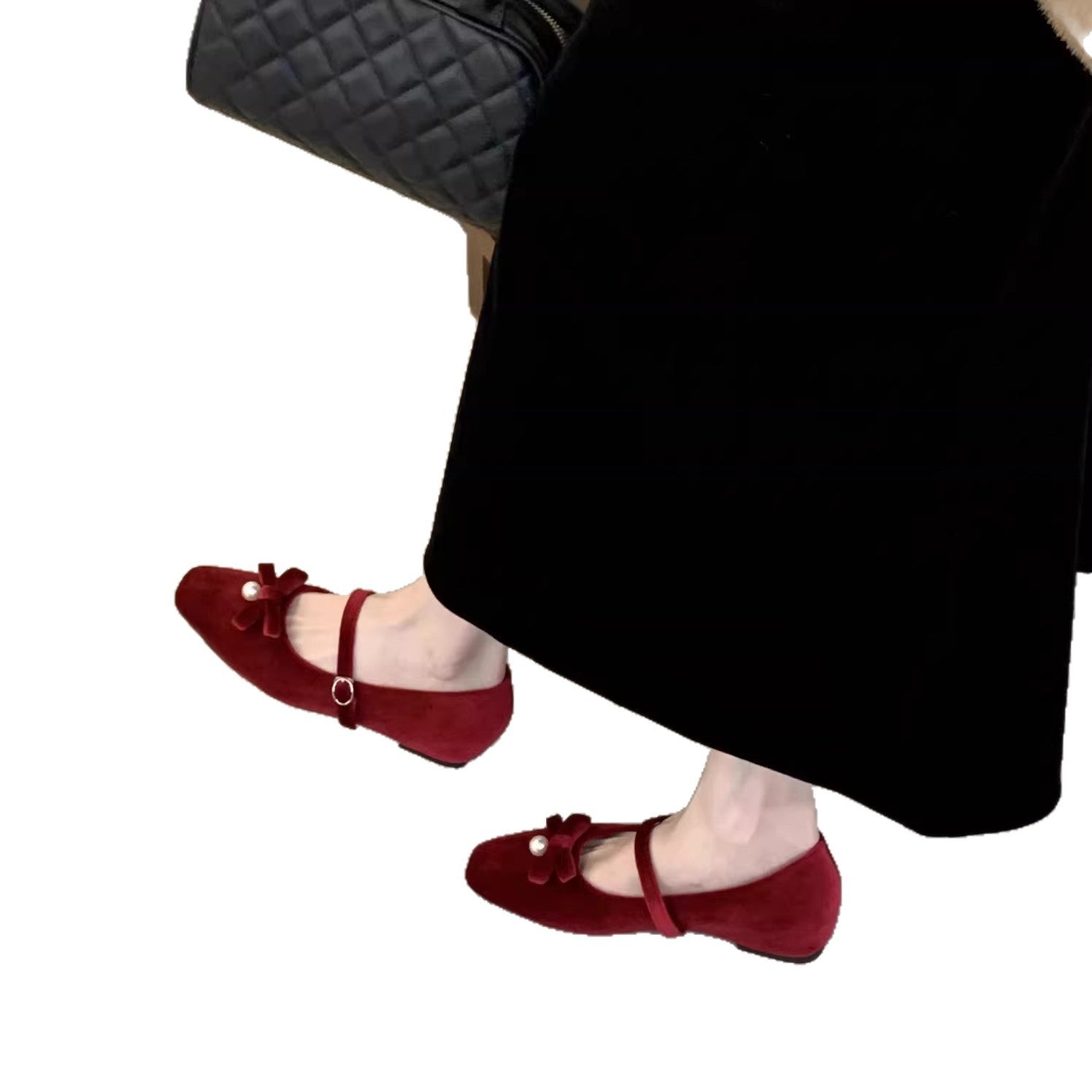 Damen bequeme Ballerinas mit dekorativem Riemen und Perlendetail R&B