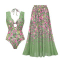 Damen Bikiniset mit floralem Schnitt und elegantem Maxirock R&B