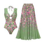 Damen Bikiniset mit floralem Schnitt und elegantem Maxirock R&B