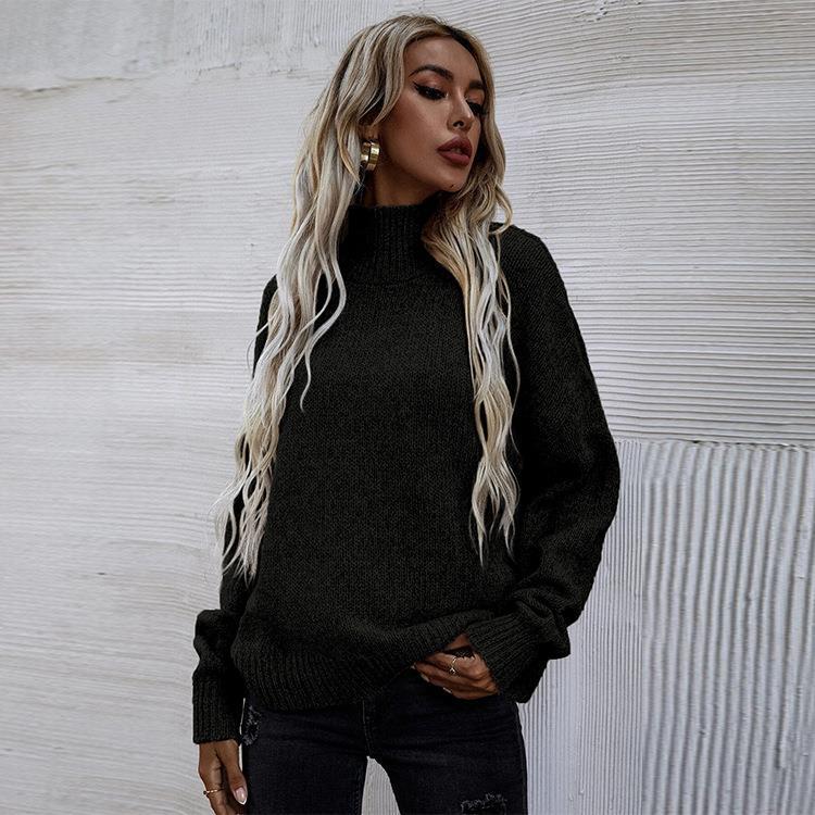 Damen Pullover mit hohem Kragen und lässigem Oversized-Schnitt R&B