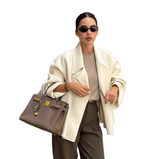Damen oversized Wolljacke mit voluminösen Ärmeln R&B