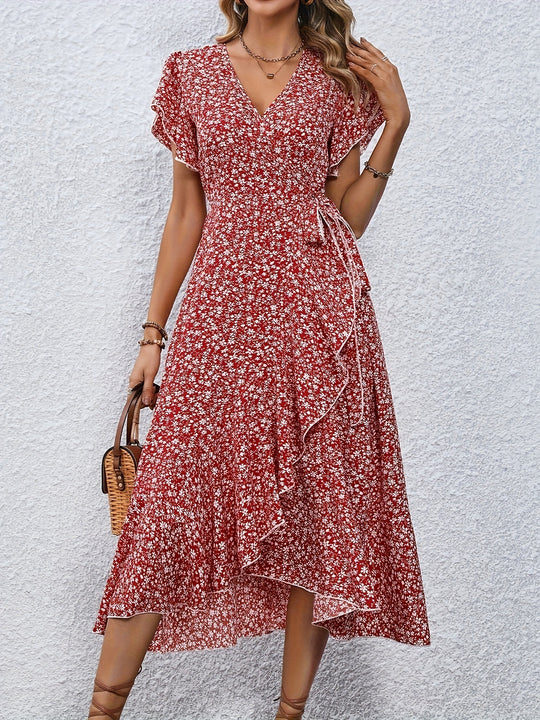 Damen Wickelkleid mit floralem Muster R&B